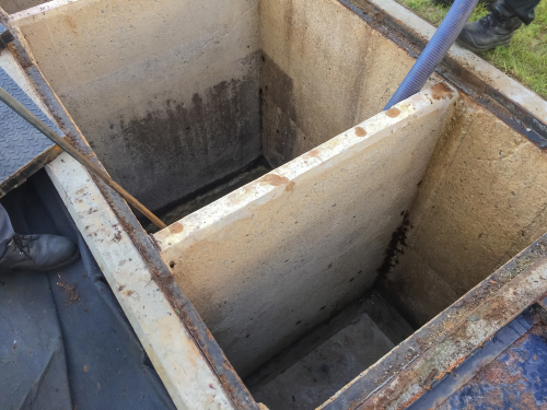 a cleaned out septic tank system